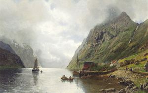 Anders Askevold, Norwegian Fjord Landscape, Painting on canvas