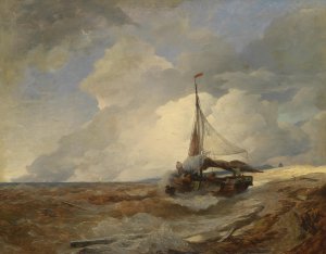 Andreas Achenbach, Fishing Boat in Distress, Painting on canvas