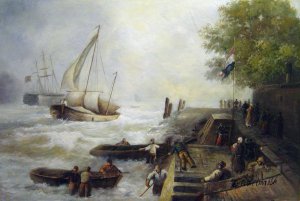 Andreas Achenbach, Return To Harbour In Rough Seas, Painting on canvas