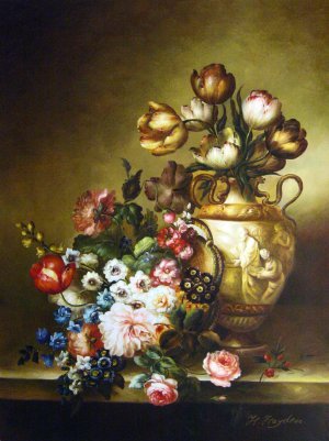 Reproduction oil paintings - Ange Louis Lesourd-Beauregard - A Still Life With Assorted Flowers