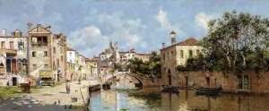 Anton Maria de Reyna-Manescau , Venetian Canal, Venice, Art Reproduction