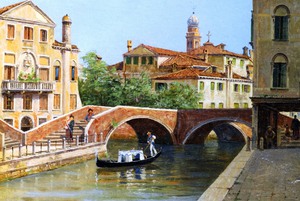 Famous paintings of Waterfront: A Venetian Bridge