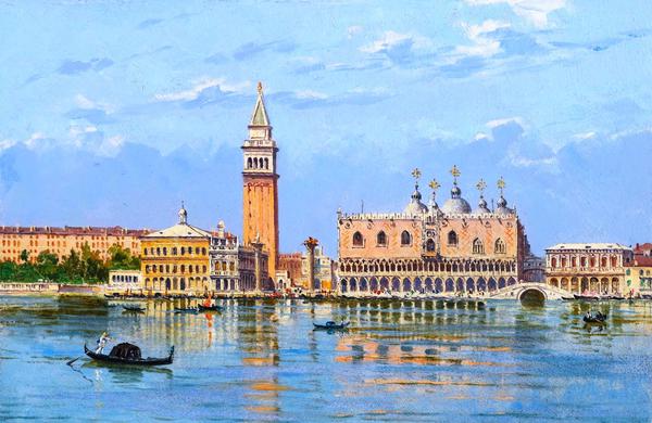 By the Molo, Venice. The painting by Antonietta Brandeis