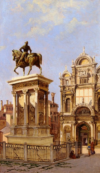 Equestrian Staute of Condoteri Colleoni, Venice. The painting by Antonietta Brandeis