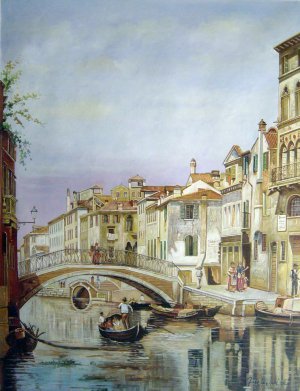Reproduction oil paintings - Antonietta Brandeis - Gondola On A Venetian Backwater Canal