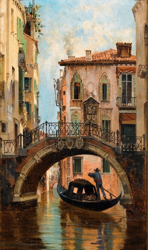 Antonietta Brandeis, Le Pont de L'anzolo a Venise (The Anzolo Bridge in Venice), Painting on canvas