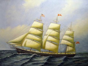 Antonio Jacobsen, The British Ship Polynesian, Painting on canvas