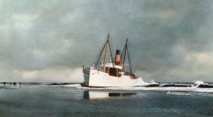Reproduction oil paintings - Antonio Jacobsen - The Gwent Aground at Long Beach
