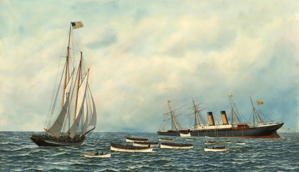 The Sinking of the S.S. Oregon. The painting by Antonio Jacobsen