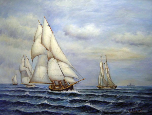 Yacht Race. The painting by Antonio Jacobsen