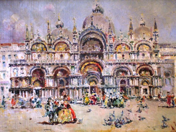 Plaza de San Marcos, Venice. The painting by Antonio Maria de Reyna Manescau