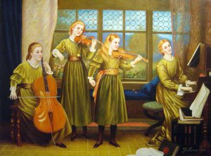 The Home Quartet, Arthur Hughes, Art Paintings