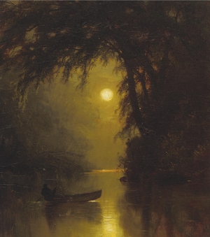 Arthur Parton, Moonlit Landscape, Painting on canvas