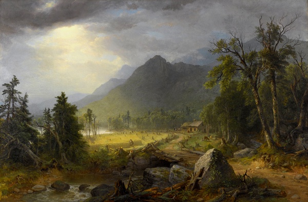 The First Harvest in the Wilderness. The painting by Asher Brown Durand
