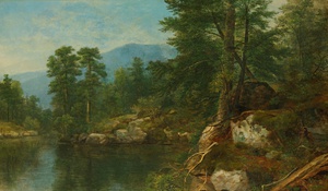 Asher Brown Durand, Woods by a River, Art Reproduction