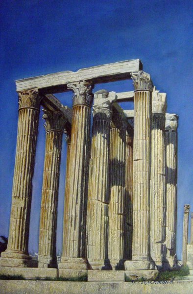 At The Temple Of Olympian Zeus- Athens, Greece. The painting by Our Originals