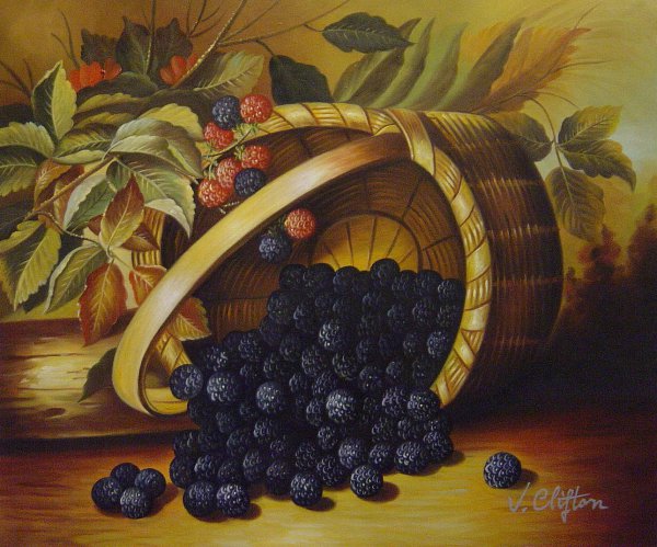 Blackberries In A Basket. The painting by August Laux