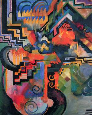 August Macke, A Colored Composition (Homage to Johann Sebastian Bach), Art Reproduction