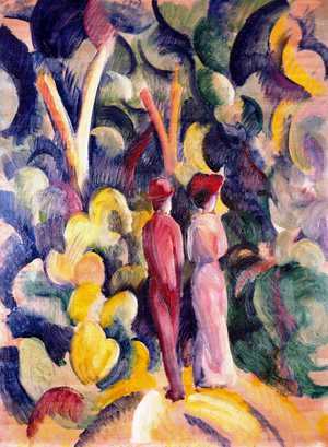 Reproduction oil paintings - August Macke - A Couple on the Forest Track
