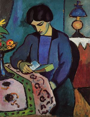 August Macke, Blue Girl Reading, Art Reproduction