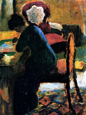 August Macke, Elisabeth at the Table, Painting on canvas