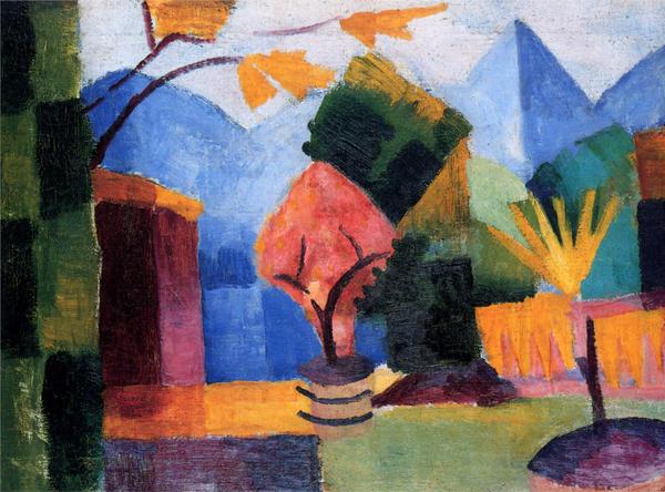 Garden on Lake Thun. The painting by August Macke