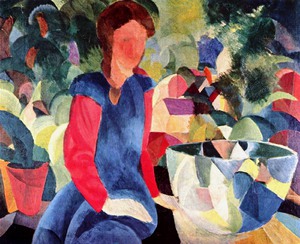 August Macke, Girl with a Fish Bowl , Painting on canvas