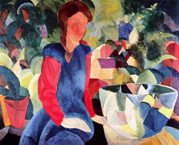 Girl with a Fish Bowl . The painting by August Macke