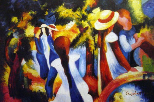 Girls And Trees. The painting by August Macke