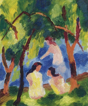 August Macke, Girls Bathing, Painting on canvas