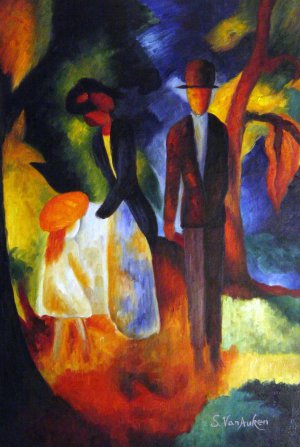 August Macke, People By A Blue Lake, Painting on canvas