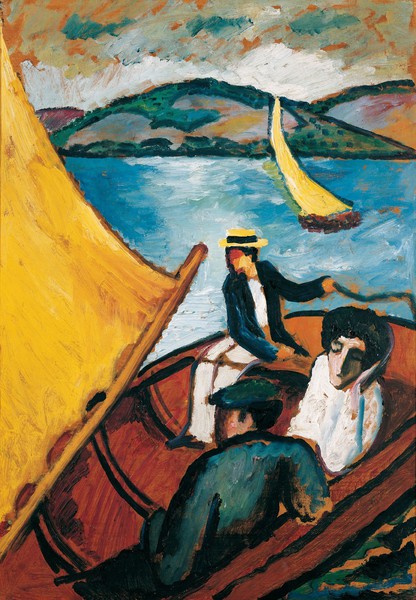 Sailing Boat on the Tegernsee. The painting by August Macke