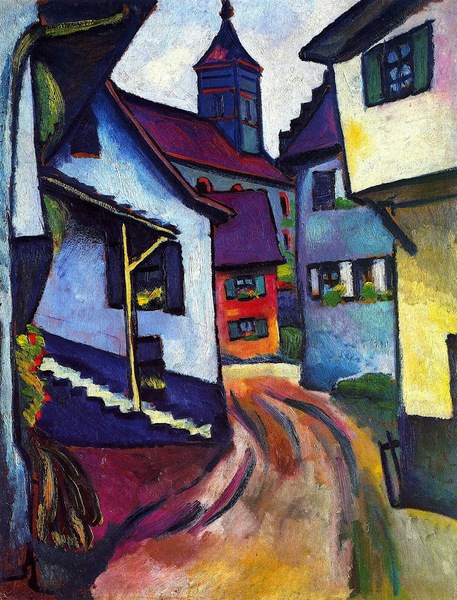 Street with Church in Kandern. The painting by August Macke