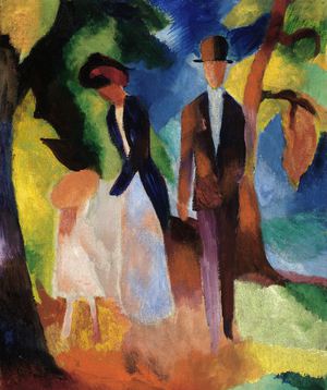 August Macke, The People at the Blue Lake, Painting on canvas