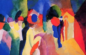 August Macke, Woman with a Yellow Jacket, Painting on canvas
