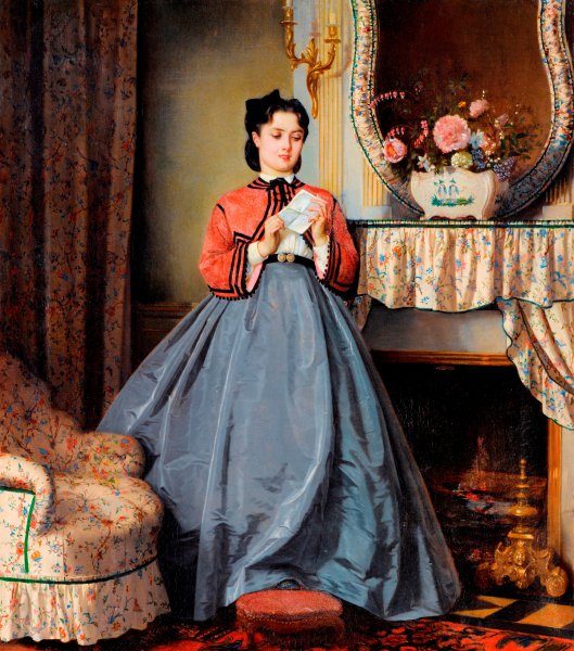 A Love Letter. The painting by Auguste Toulmouche