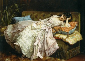 Auguste Toulmouche, Dolce Far Niente, Painting on canvas