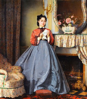 Auguste Toulmouche, Love Letter, Painting on canvas