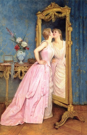 Auguste Toulmouche, Vanity, Painting on canvas