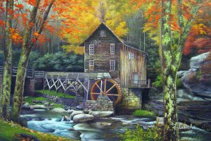 Our Originals, Autumn At The Grist Mill, Painting on canvas
