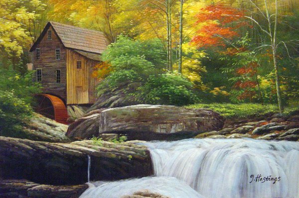 Autumn Grist Mill. The painting by Our Originals