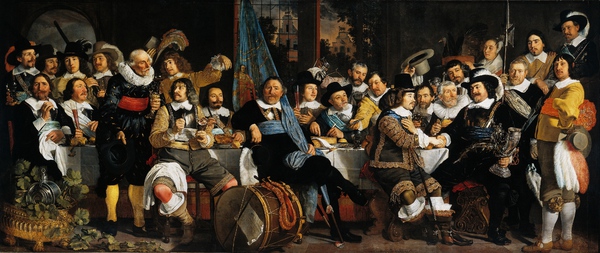 Banquet of the Amsterdam Civic Guard in Celebration of the Peace of Munster. The painting by Bartholomeus van der Helst