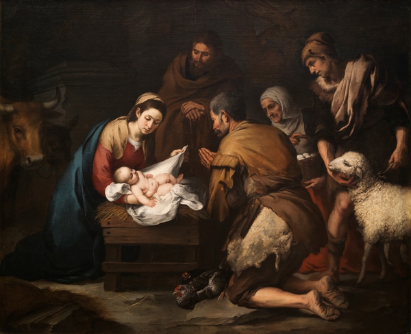 Adoration of the Shepherds. The painting by Bartolome Esteban Murillo