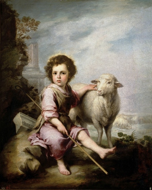 Bartolome Esteban Murillo, Christ, the Good Shepherd, Painting on canvas