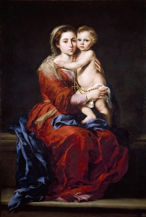 The Virgin of the Rosary, Bartolome Esteban Murillo, Art Paintings