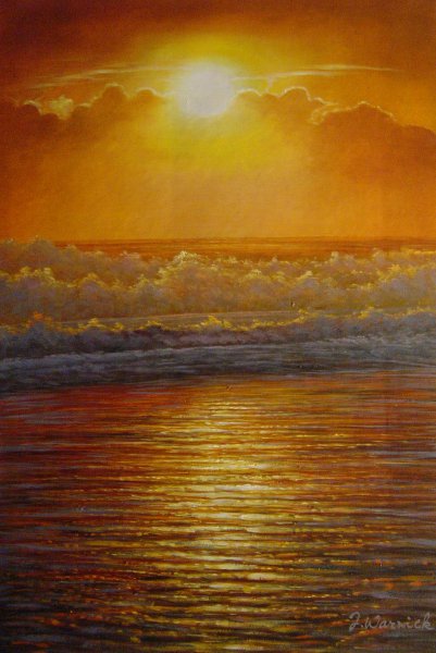 Beautiful Sunset Over The Ocean. The painting by Our Originals