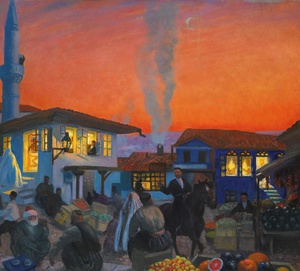 Reproduction oil paintings - Boris Mikhailovich Kustodiev - Bakhchisarai, 1917
