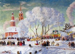 Reproduction oil paintings - Boris Mikhailovich Kustodiev - Maslenitsa, 1919