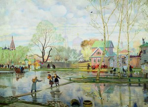 Reproduction oil paintings - Boris Mikhailovich Kustodiev - Spring, 1921