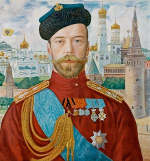 Boris Mikhailovich Kustodiev, Tsar Nicholas II, 1915 , Painting on canvas